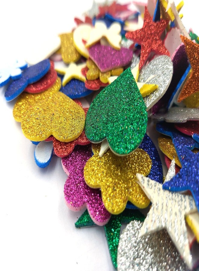 SUKECHI Pack of 60 Mix Glitter Cut Out Sticker For Project Shape Like, Heart, Star, Flower, Smiley - Image 2